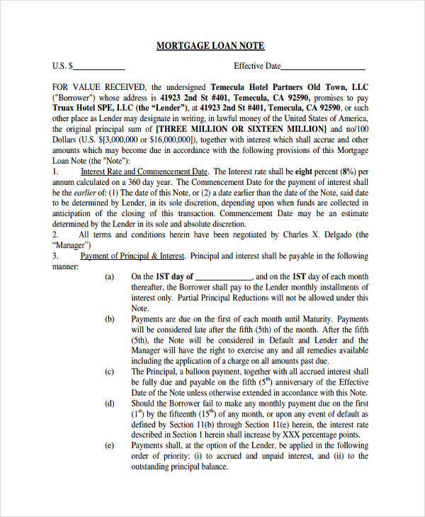 Loan Note 6+ Examples, Format, Pdf
