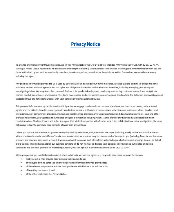 Privacy Notice 8+ Examples, Format, How to Write, Pdf