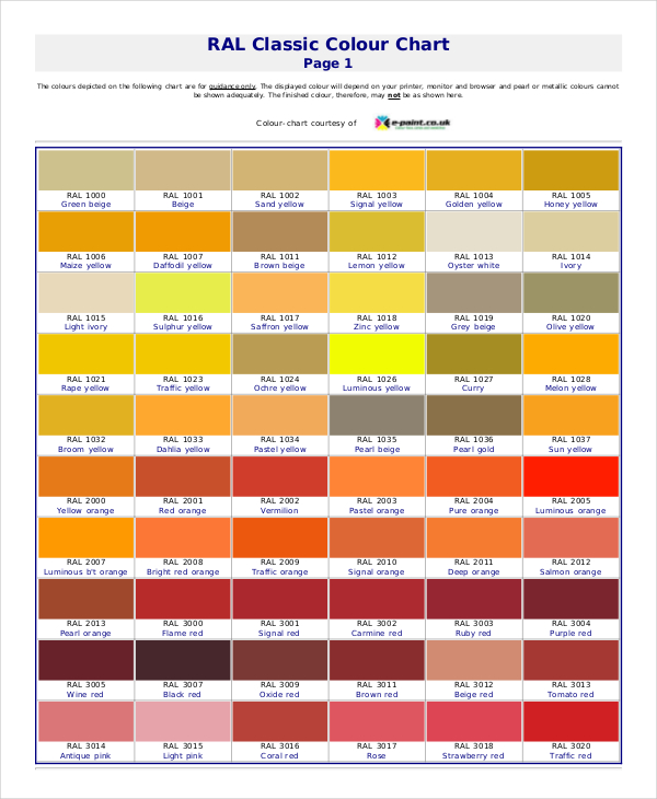 Color Chart 7+ Examples, Format, How to Make, Pdf