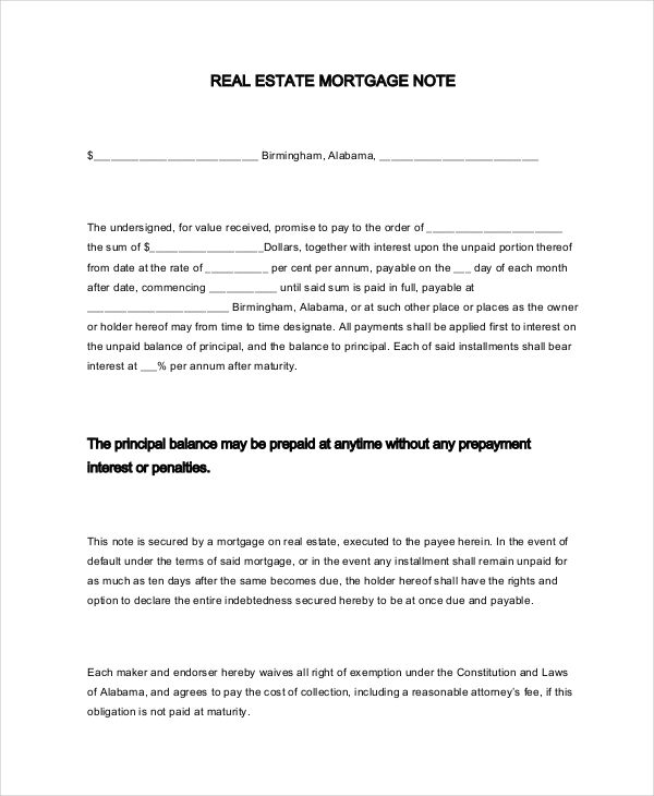 Sample Mortgage Note Pdf The Document Template