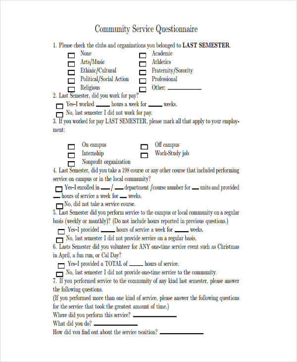 7+ Service Questionnaire Examples & Samples in PDF Chuyên Trang Chia Sẻ Kiến Thức Thời Trang