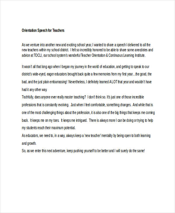 FREE 6+ Orientation Speech Examples & Samples in PDF DOC Examples