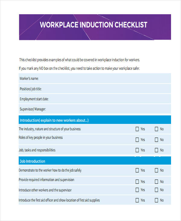 Induction Checklist 9+ Examples, Format, Pdf