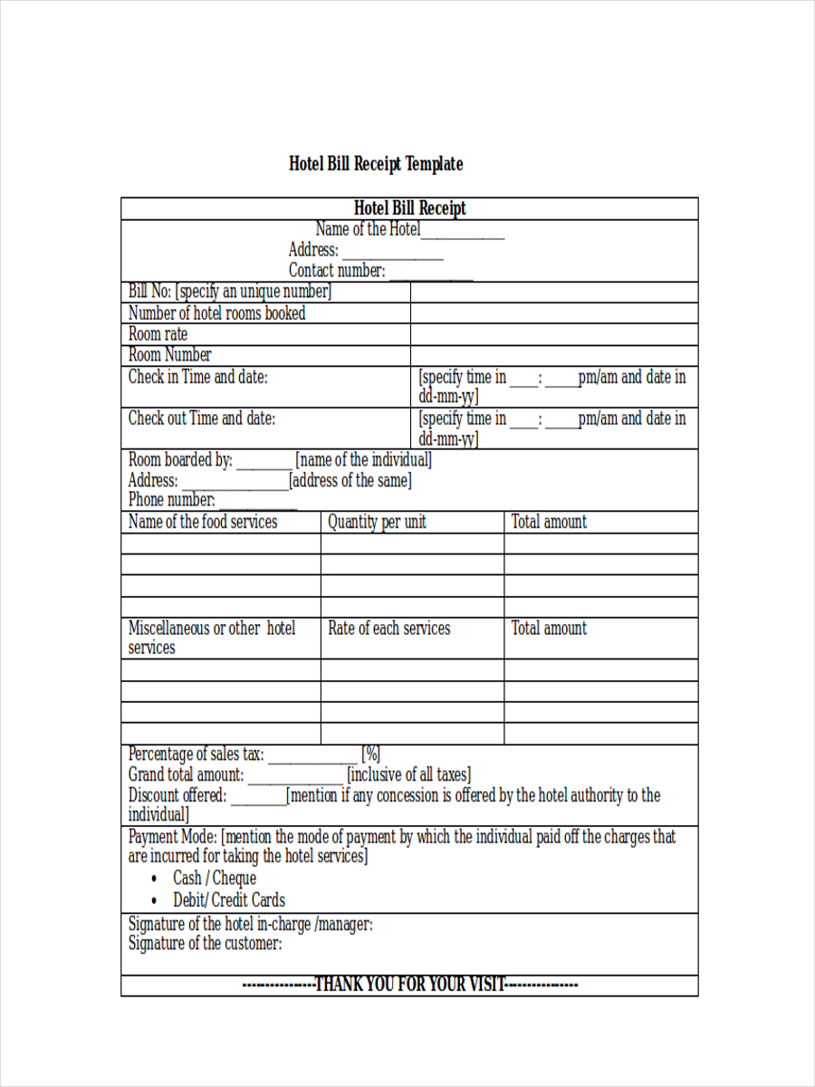 Bill Receipt 7+ Examples, Format, Pdf Examples