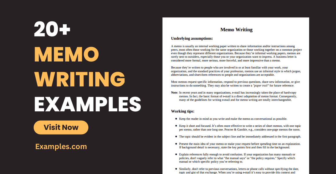Memo Writing Examples 20+ Samples in PDF DOC Pages Examples
