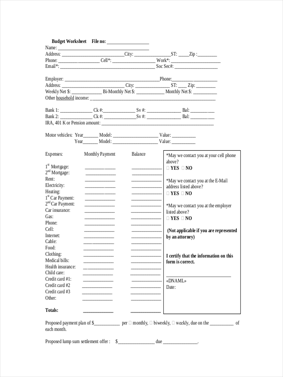61 [pdf] A PRINTABLE BUDGET WORKSHEET HD DOCX DOWNLOAD ZIP