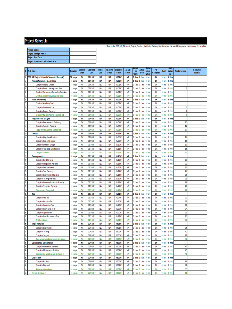 Schedule Examples 17+ in Excel Examples