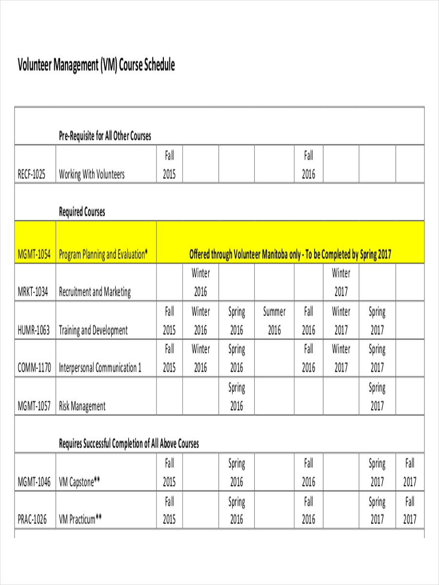 Sample Schedule Examples, Format, Pdf Examples