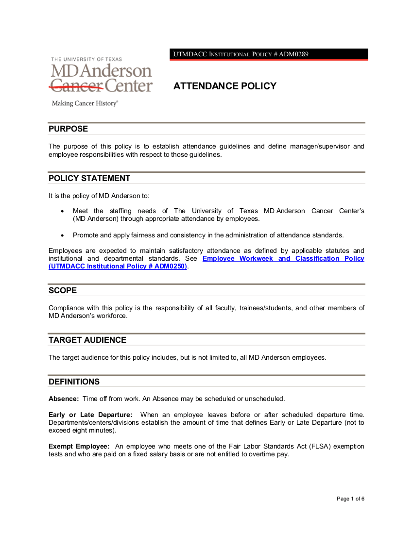 Attendance Policy 15+ Examples, Format, Pdf