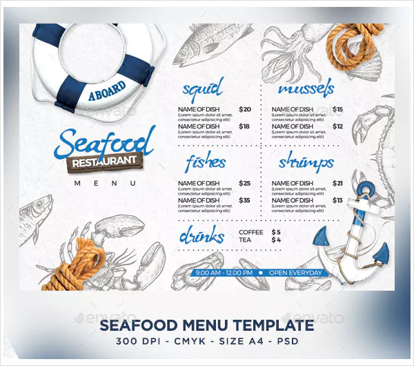Sumptuous Seafood Menu 24+ Examples, Illustrator, Word