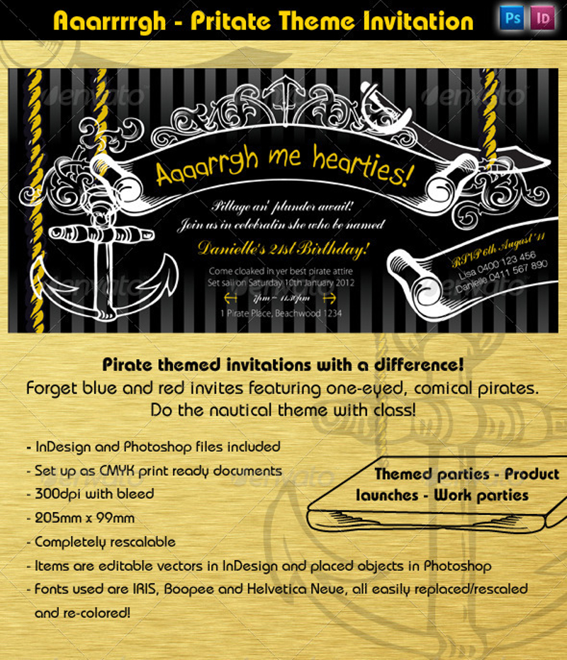 FREE 11+ Pirate Party Invitation Designs & Examples in PSD AI EPS