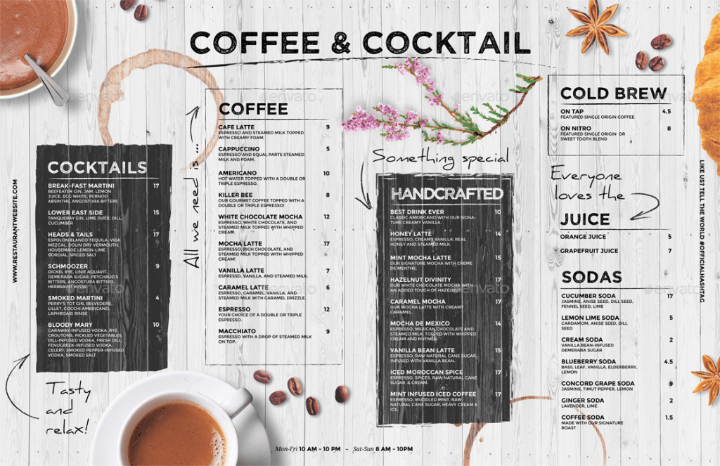 Coffee Menu 15+ Examples