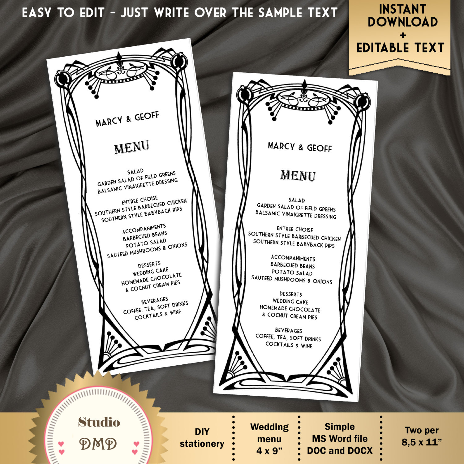 Art Deco Menu 16+ Examples