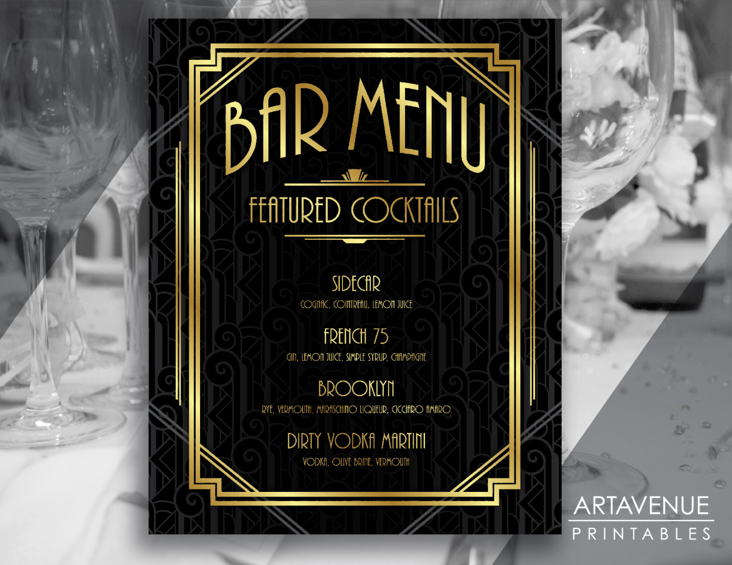 Art Deco Menu 16+ Examples