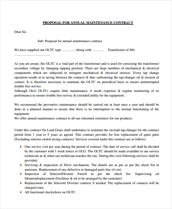Maintenance Proposal 23+ Examples, Format, Pdf Examples