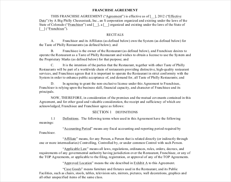 22+ Franchise Agreement Examples PDF, Docs Examples