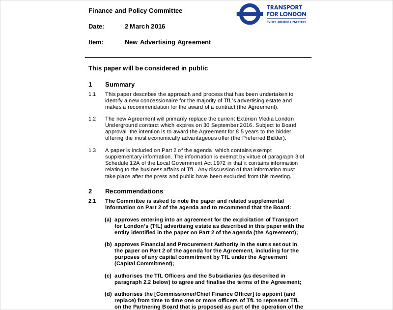 FREE 17+ Advertising Contract Examples in PDF Google Docs Pages