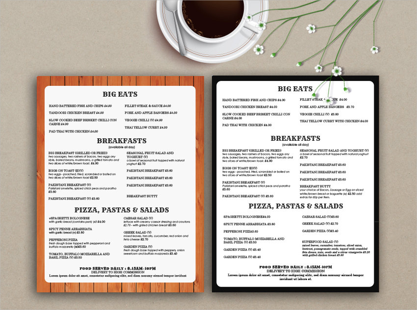 Takeout Menu Designs 14+ Examples, How to Effectively