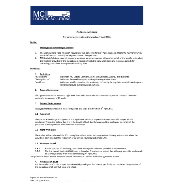 8+ Workforce Agreement Examples PDF Examples 8+ Workforce Agreement Examples PDF Examples