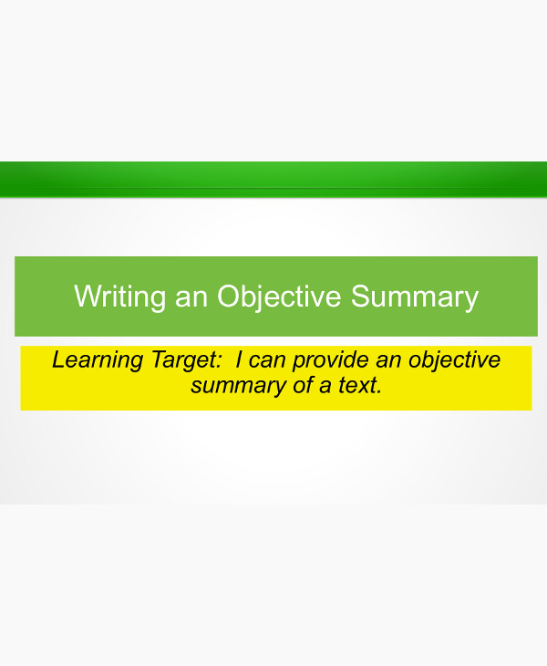 Objective Summary Examples, Format, How to Write, Pdf