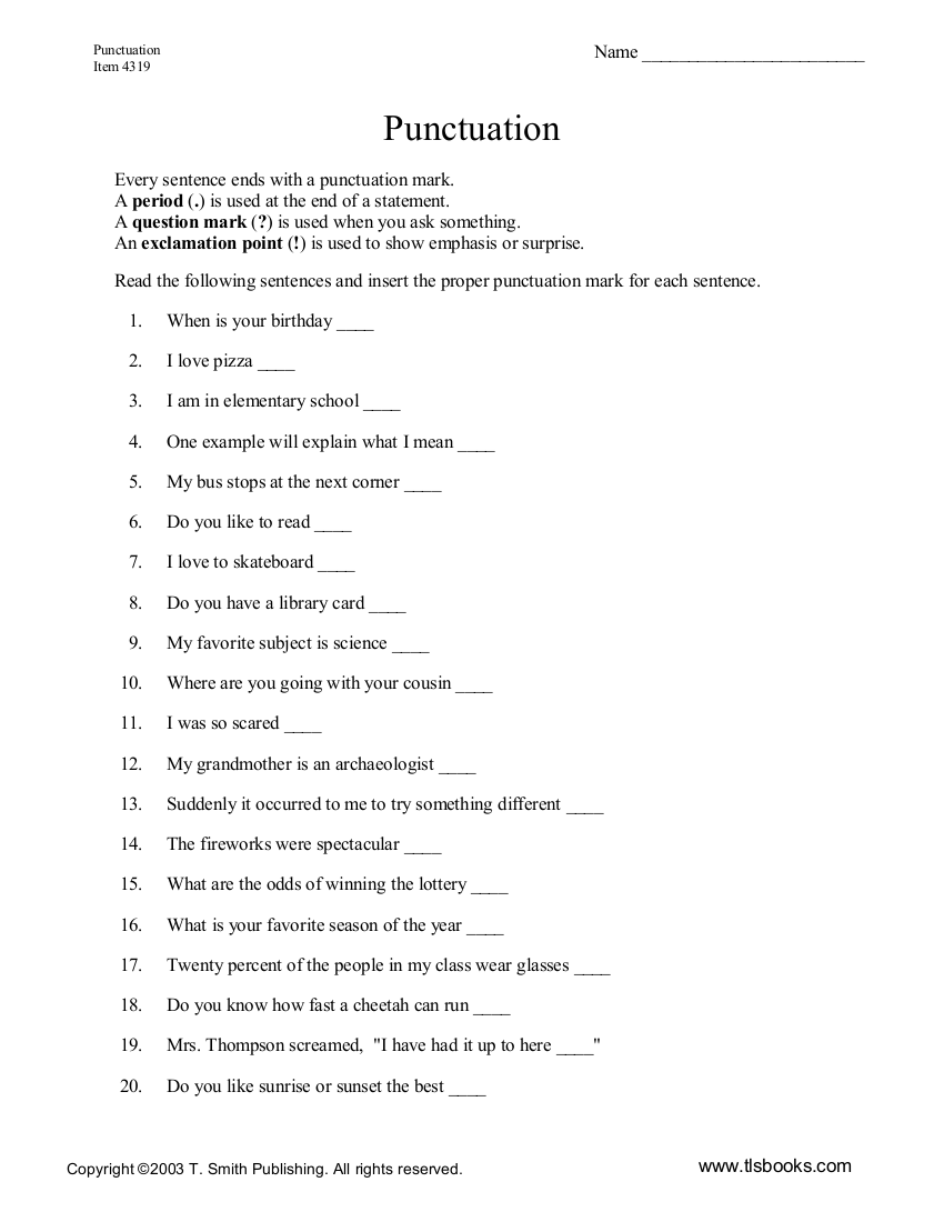 10 Punctuation Worksheet Examples in PDF Examples