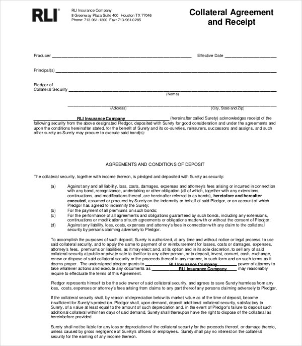 Collateral Agreement 9+ Examples, Format, Pdf