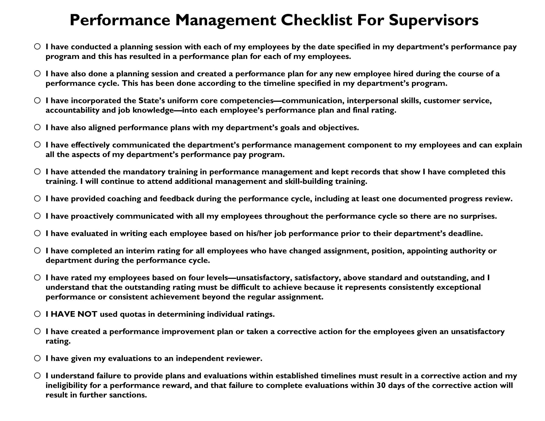 11+ Performance Management Checklist Examples Examples