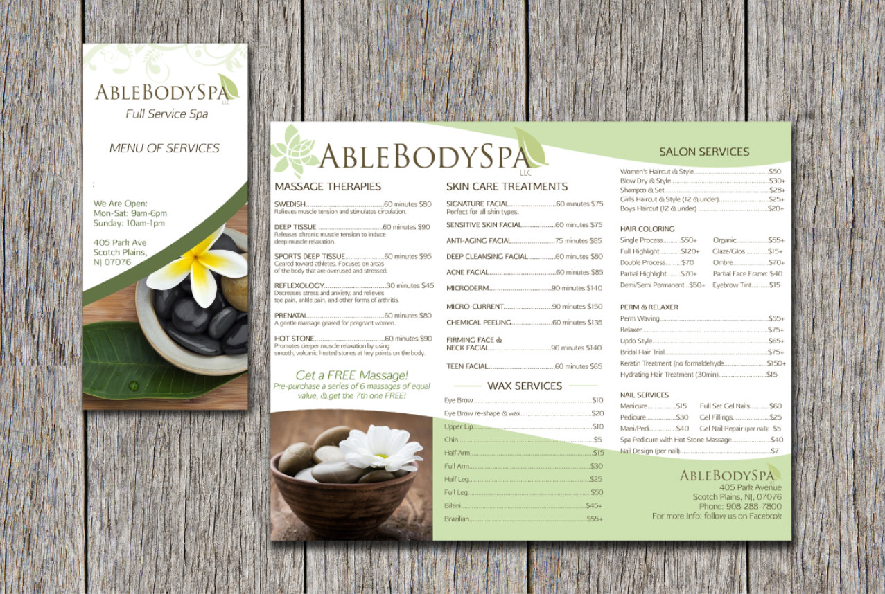 Spa Menu Designs 15+ Examples
