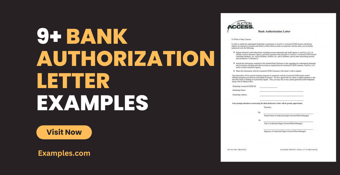 Bank Authorization Letter 9+ Examples, Format, Sample