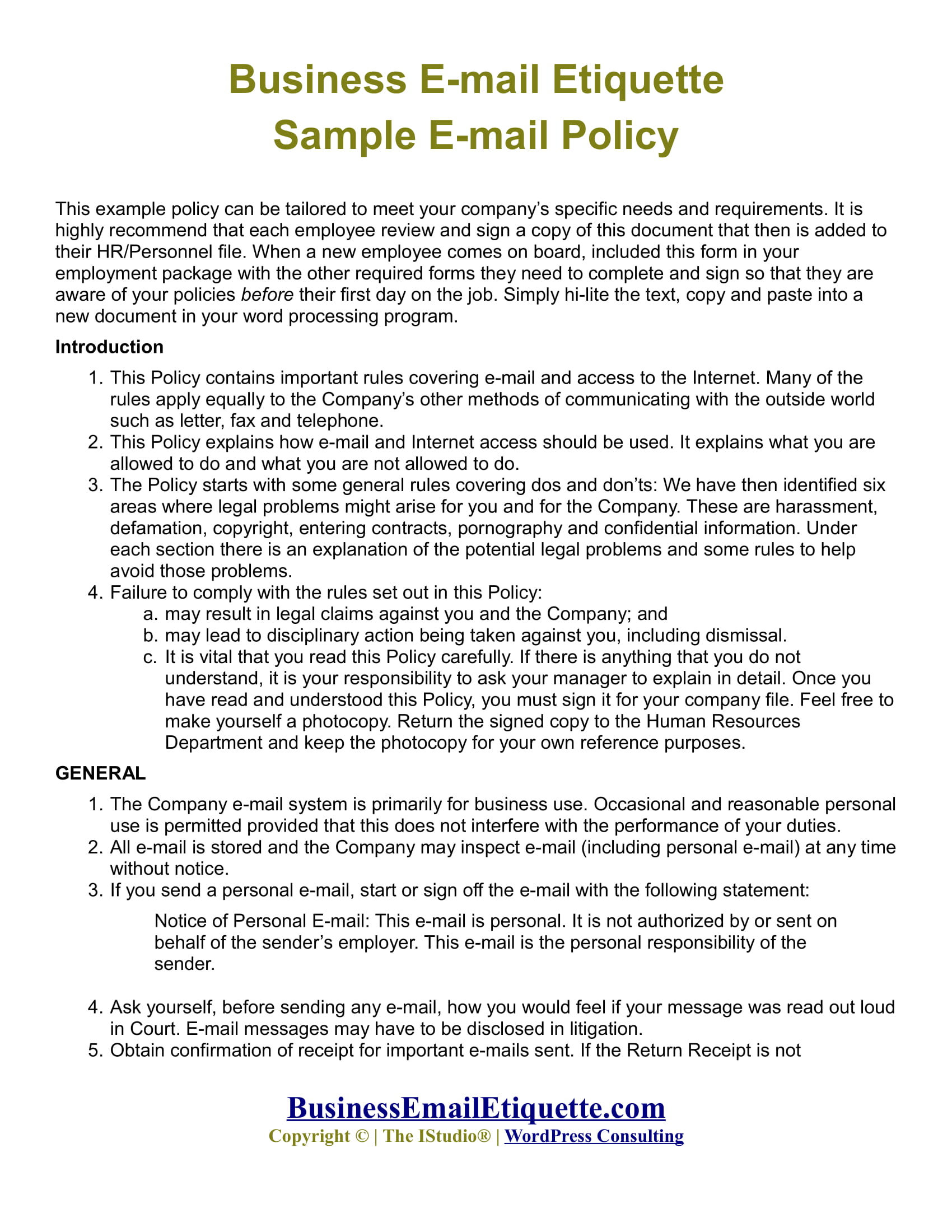 15+ Employee Email Policy Examples PDF, Google Doc, Apple Pages
