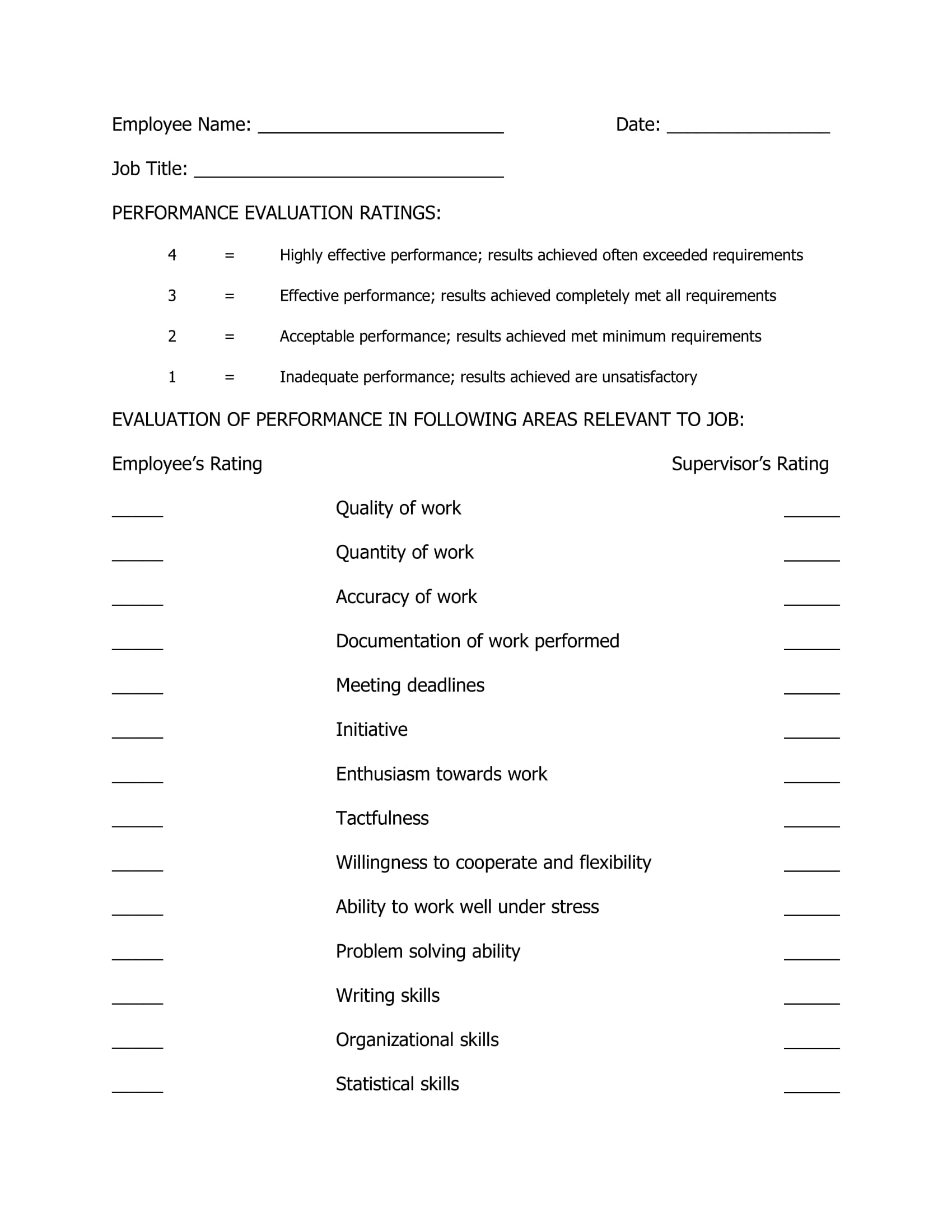 Employee Evaluation Form 9+ Examples, Format, How to Effectively, PDF