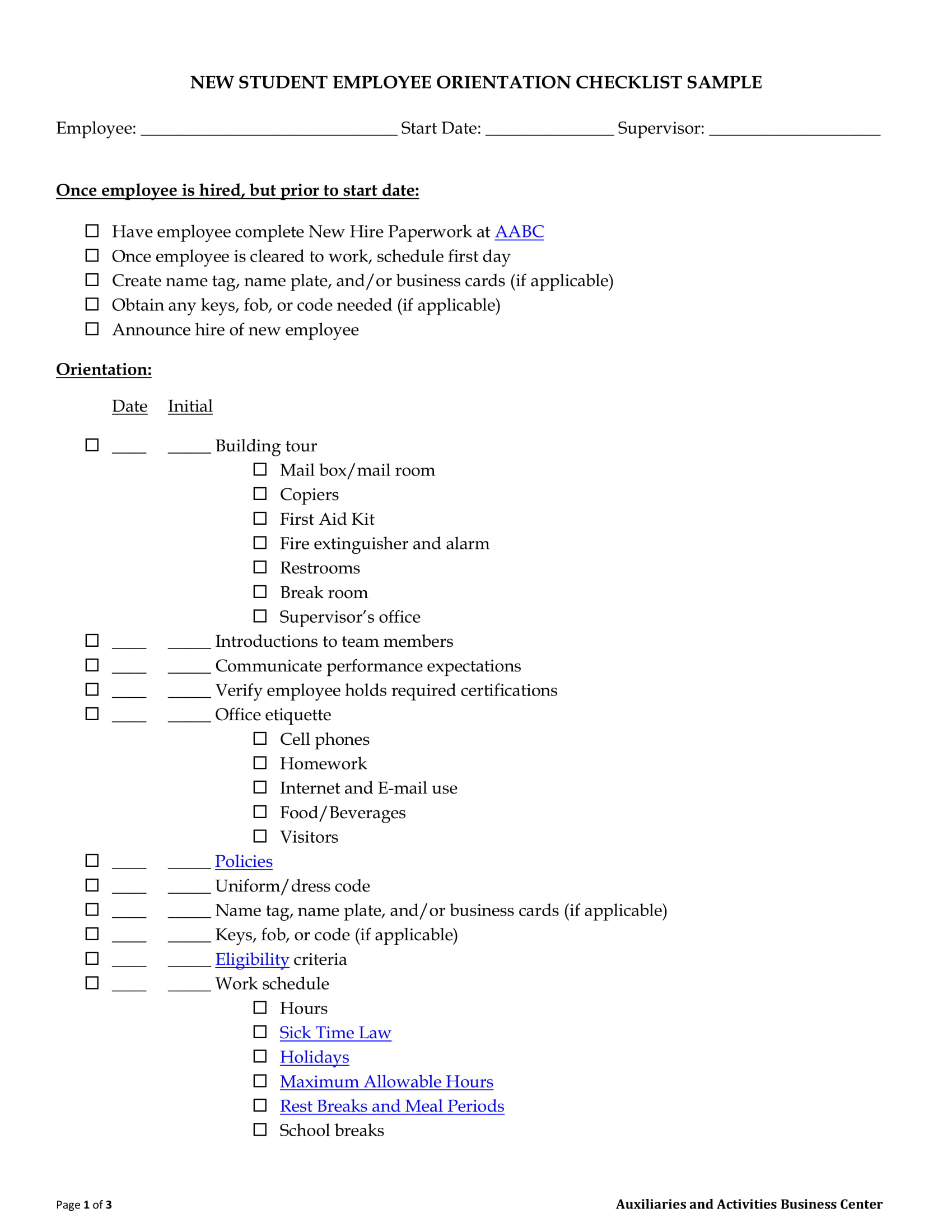 12+ New Employee Orientation Checklist Examples PDF, Word Examples