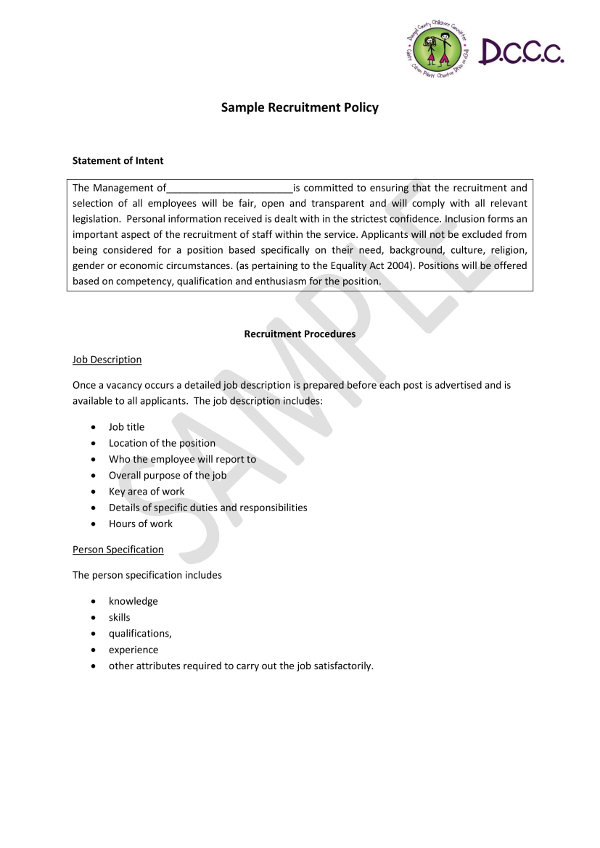 Recruitment Policy 10+ Examples, Format, Benefits, Pdf