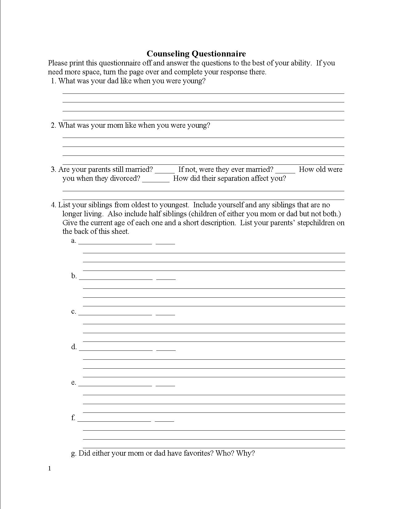 3+ Counselling Questionnaire Examples PDF Examples