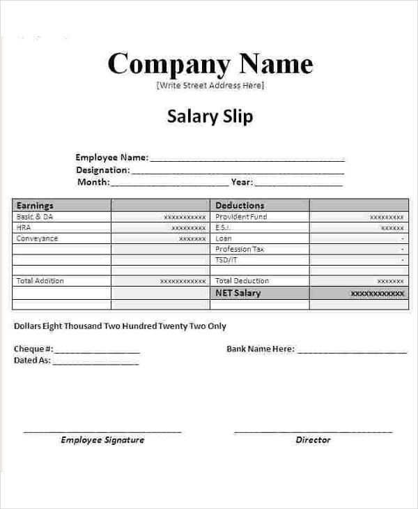 Salary Slip 10+ Examples, Format, Pdf