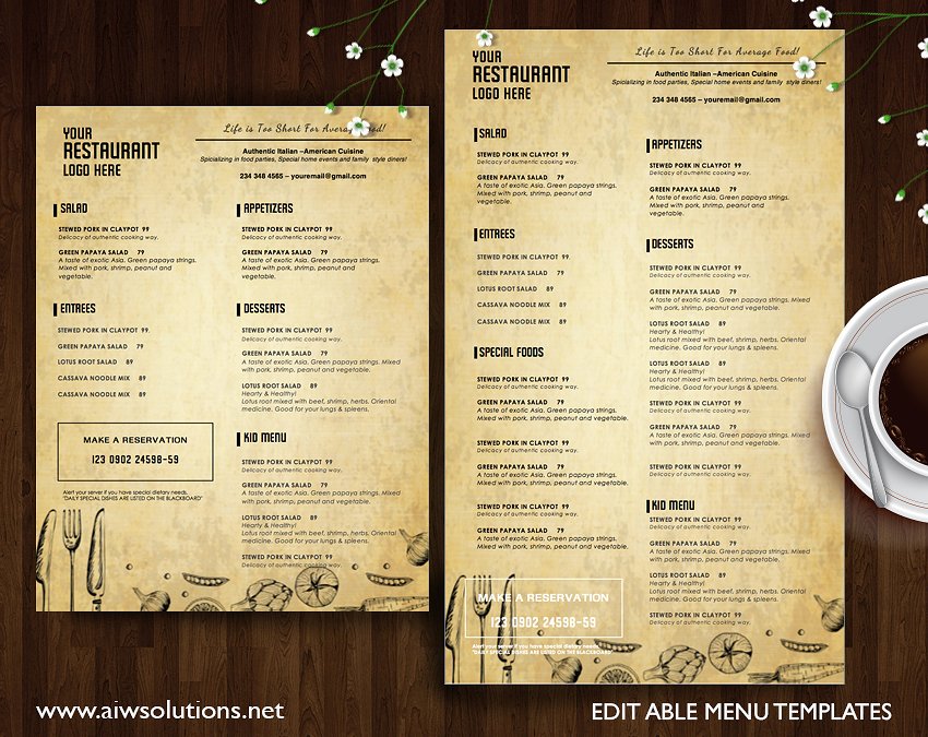 22+ Vintage Restaurant Menu Design Templates PSD, AI