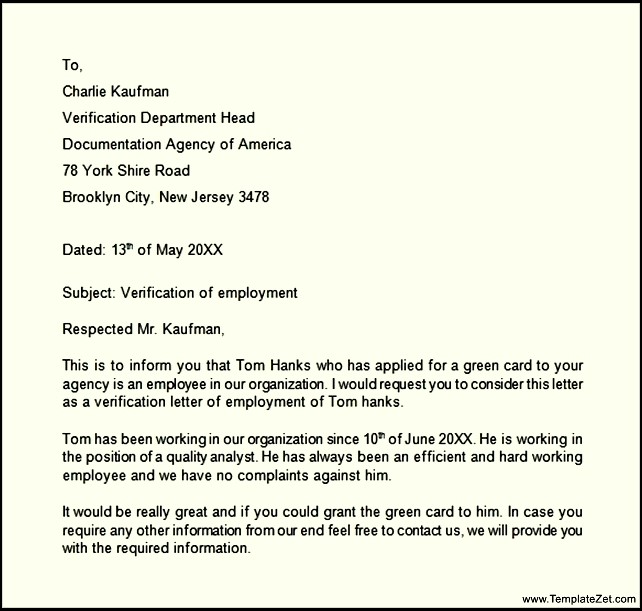 Verification of Employment Letter 9+ Examples, Format, How to Provide