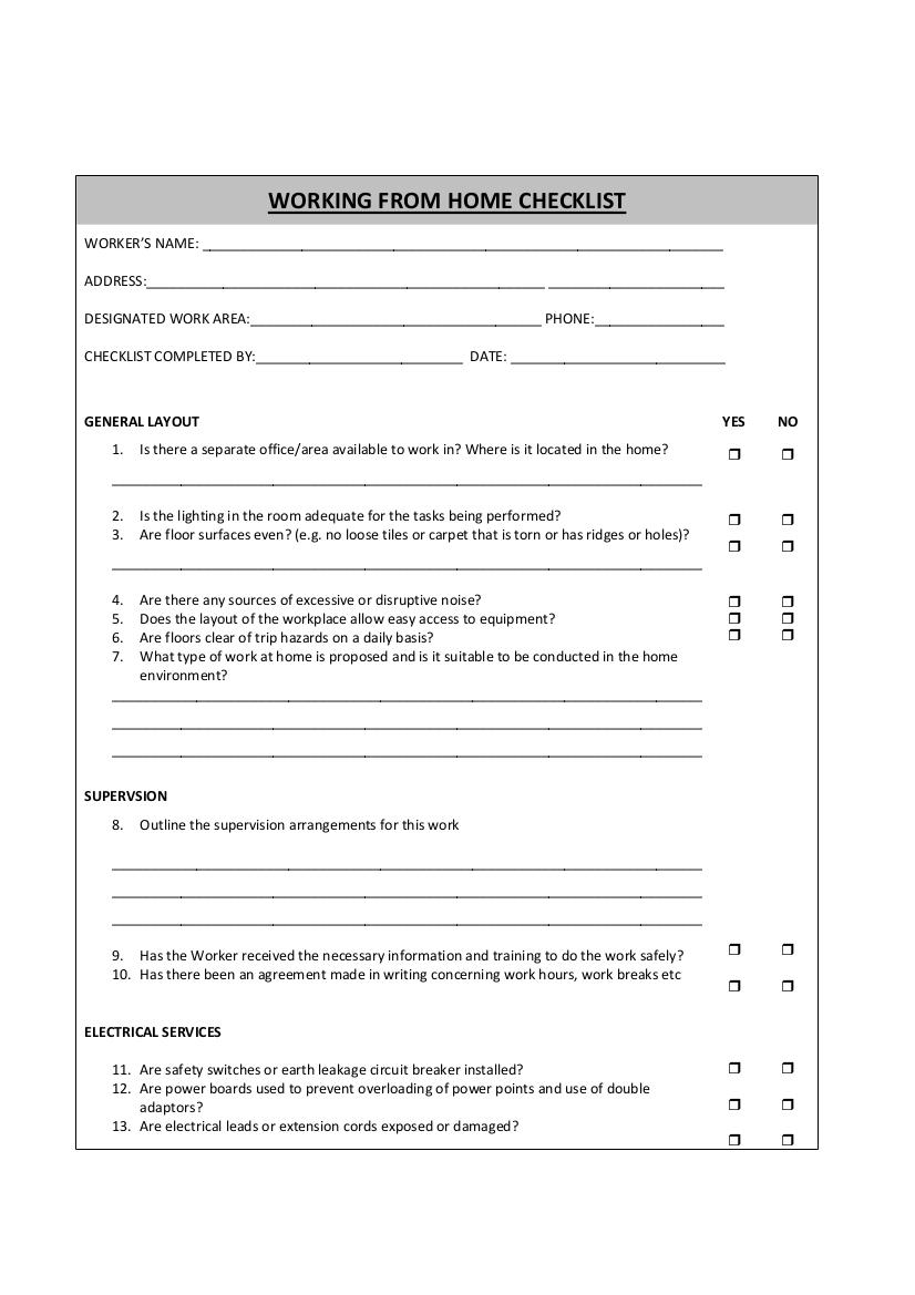 HomeBased Employee Checklist 9+ Examples, Format, PDF, Tips