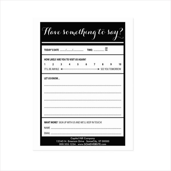 Comment Card Idea 12+ Examples, Illustrator, Word, Pages,