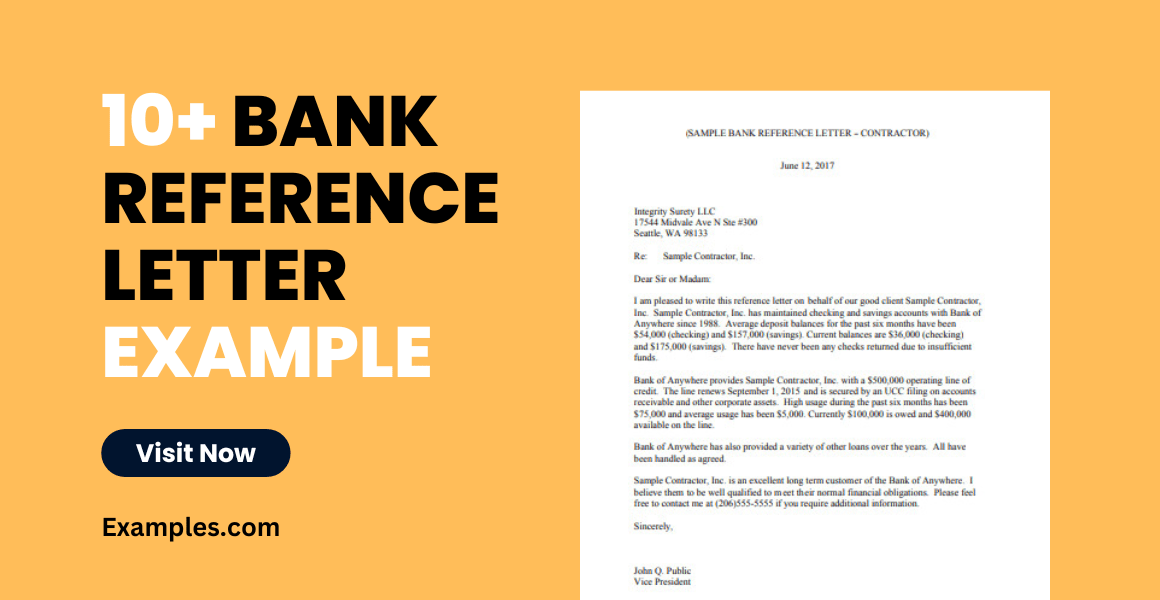 Bank Reference Letter 10+ Examples, Format, PDF, Tips