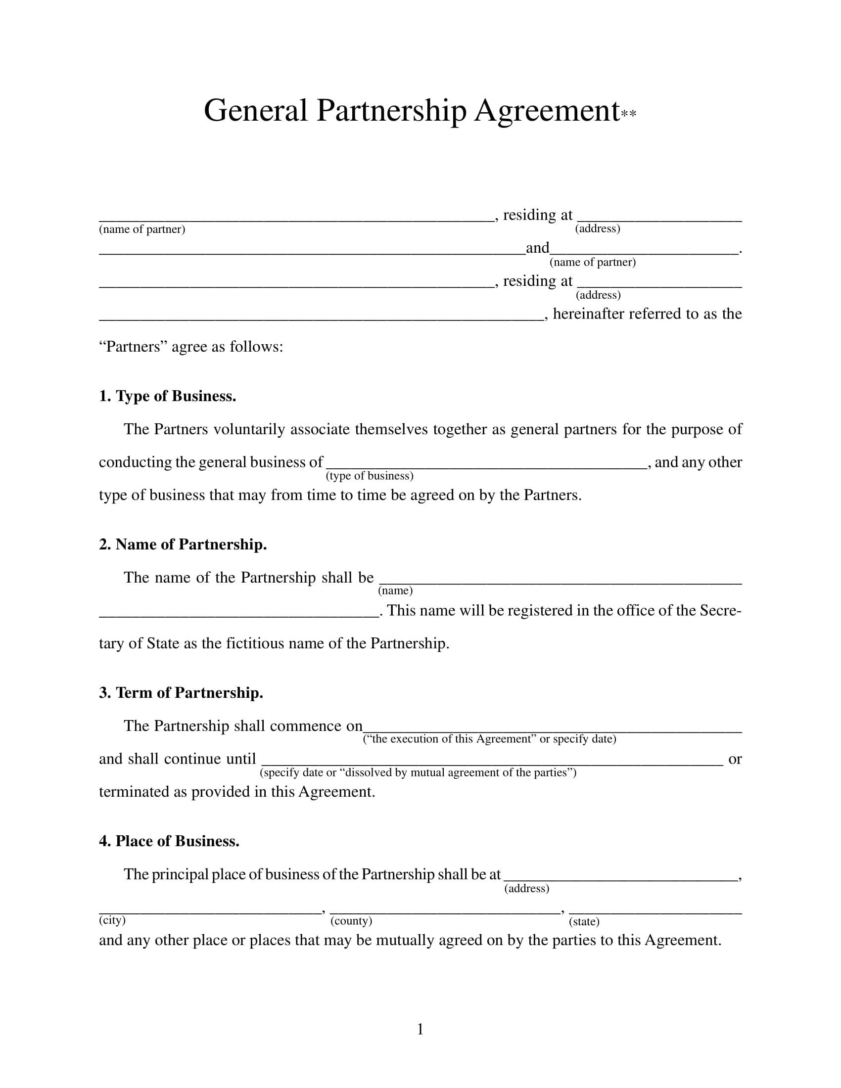 General Partnership Agreement 18+ Examples, Format, Pdf Examples