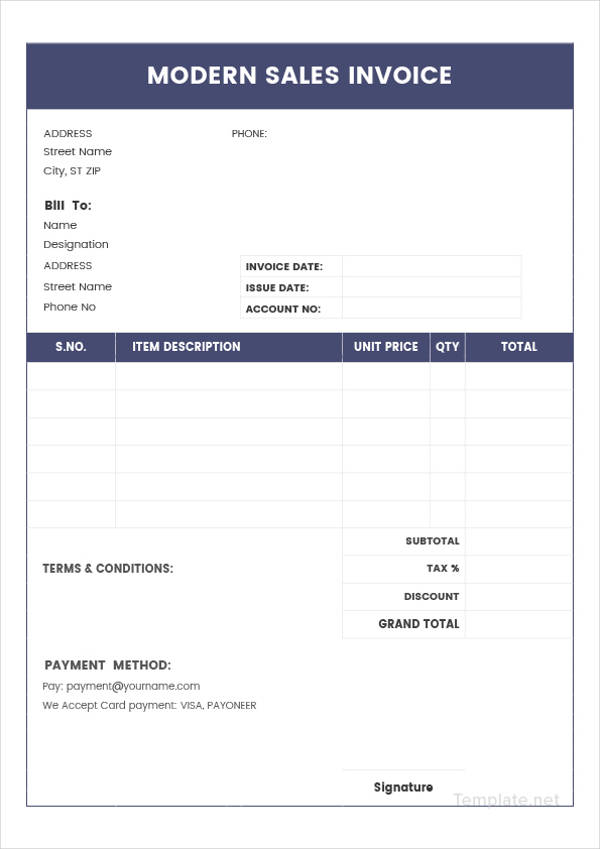 Sales Invoice 17+ Examples, Word, Excel, PDF
