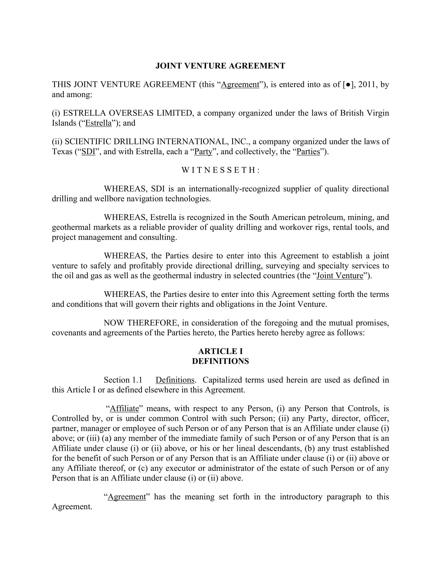 Joint Venture Agreement 11+ Examples, Format, Pdf