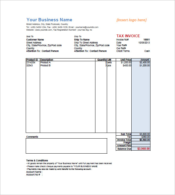 Sales Invoice 17+ Examples, Word, Excel, PDF