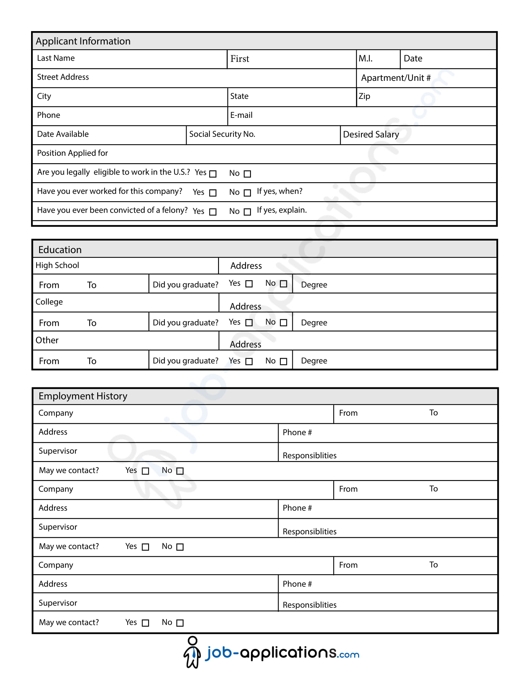 Job Application Form Examples 29+ PDF, DOC Examples
