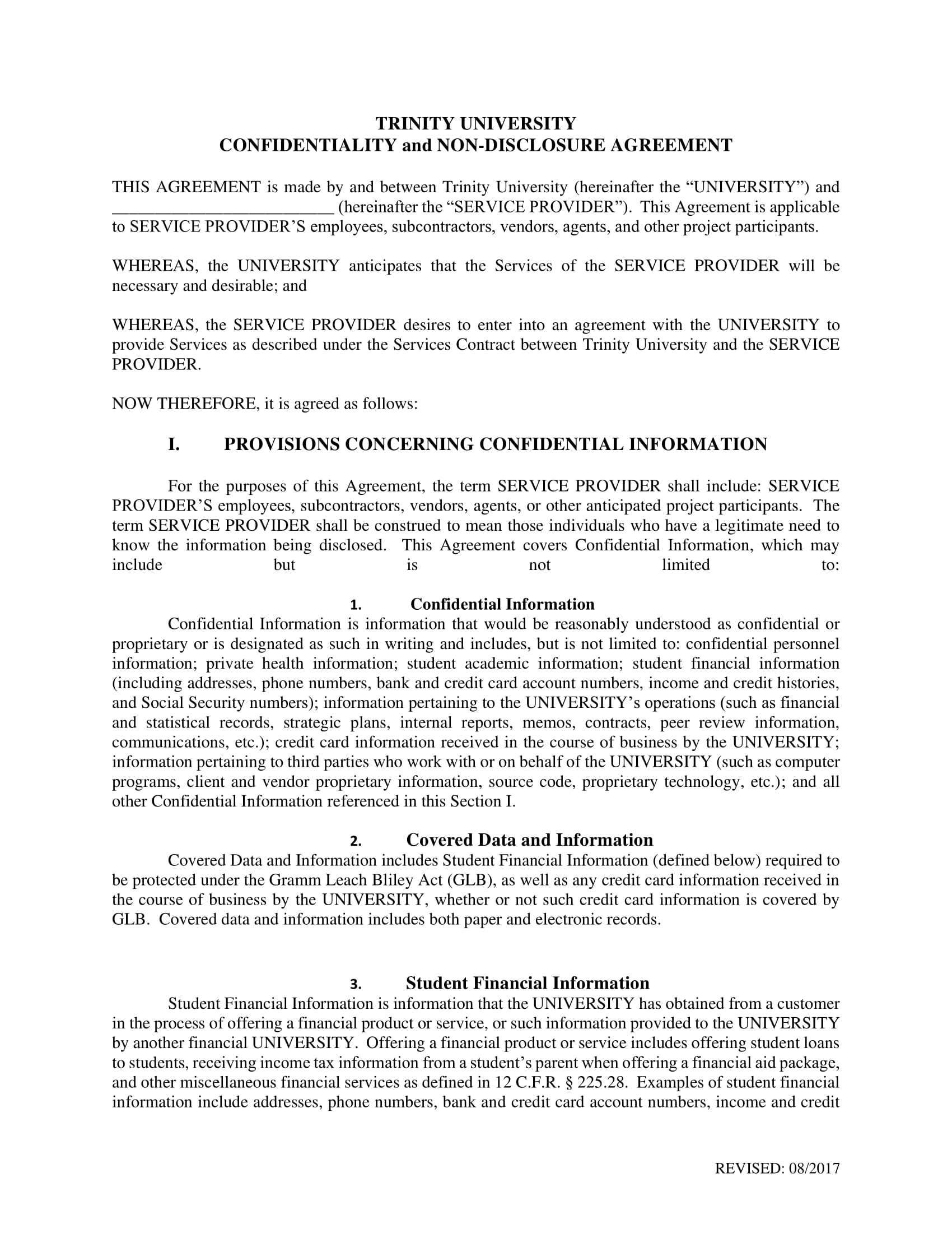 Confidentiality And Nondisclosure Agreement Template