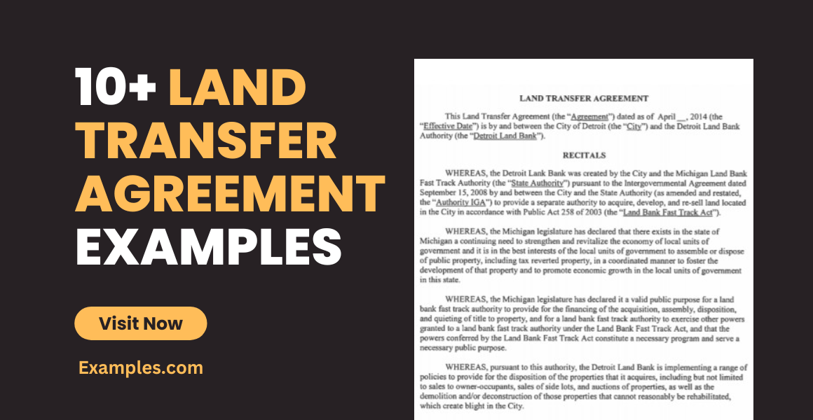 Land Transfer Agreement 10+ Examples, Format, Pdf