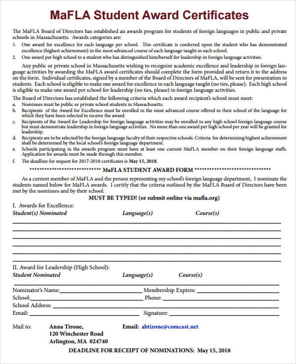 8+ Student Award Certificate Examples PSD, AI, DOC, Publisher Examples