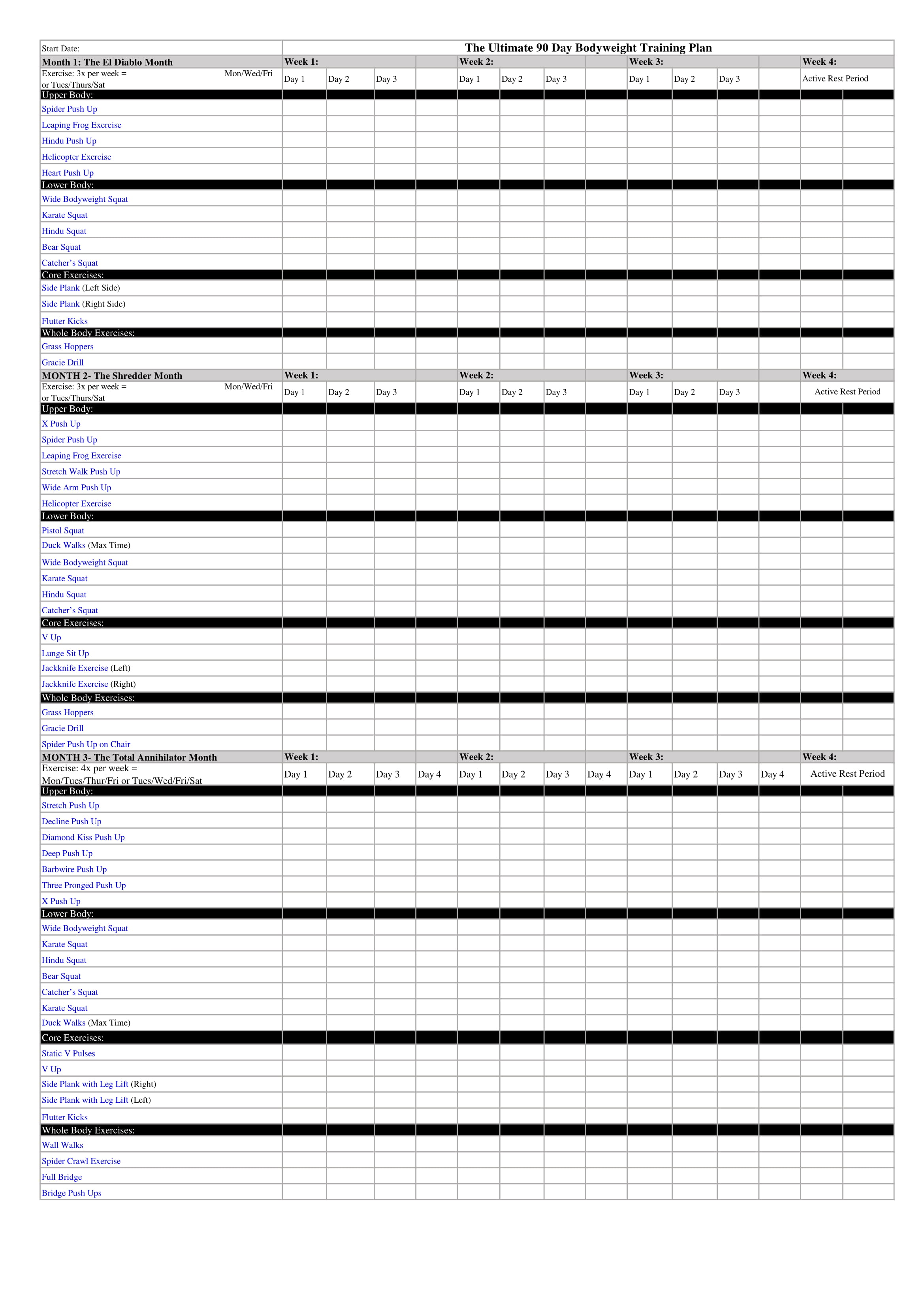 9+ 90Day Workout Plan Examples PDF Examples
