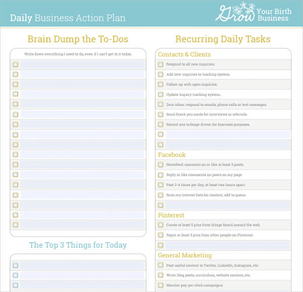 11+ Daily Action Plan Examples PDF Examples